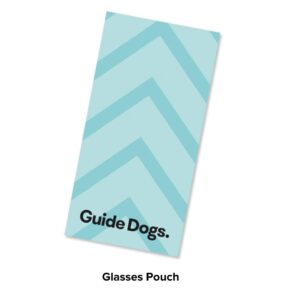 Guide Dogs light blue glasses pouch featuring a zigzag pattern.