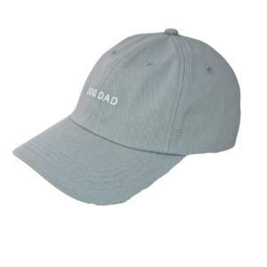 Light gray Caps featuring "DOG DAD" embroidered in white on the front, displayed against a plain white background.